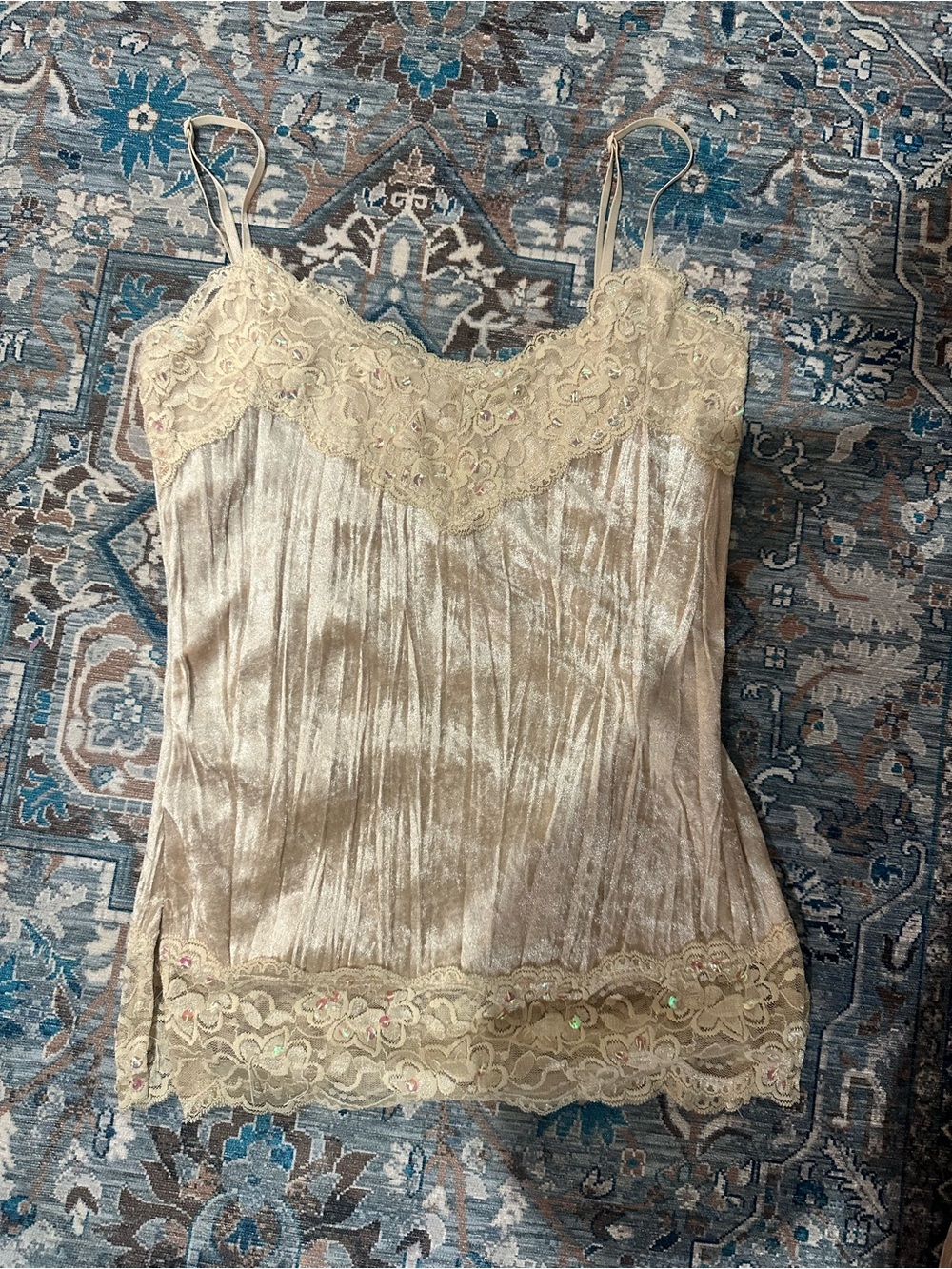 rave Cream Lace Trim Satin Cami